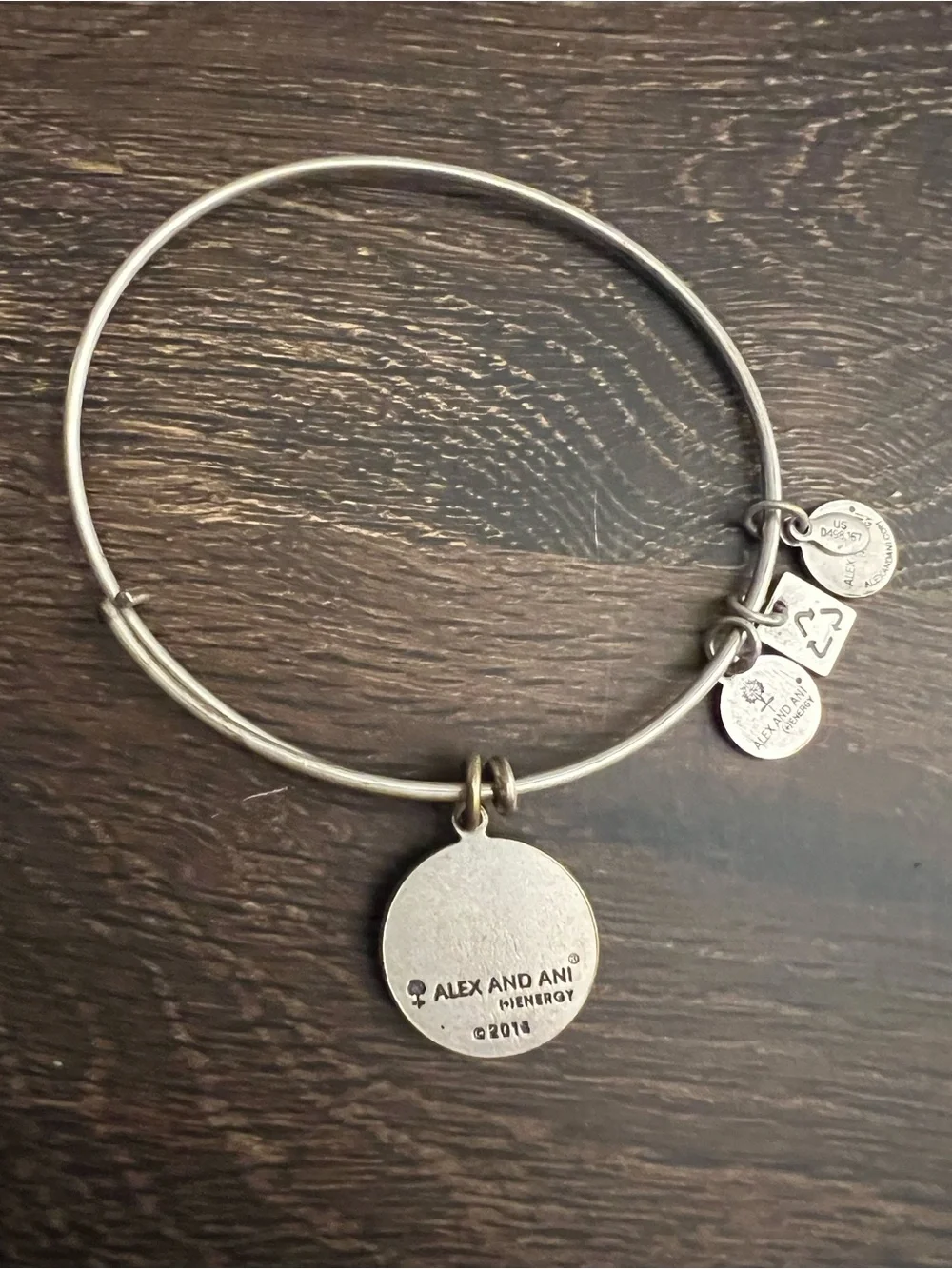 Alex and Ani Silver Tone Stackable Charm Bangle Bracelets Set of 9